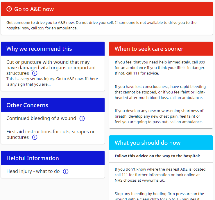 An Online triage (aka Symptom Assessment) Conclusion Report
